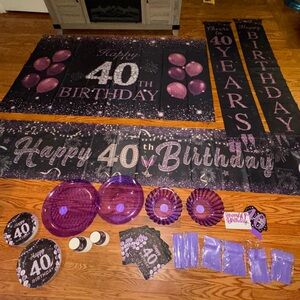 Purple 40th Birthday Party Supplies Set